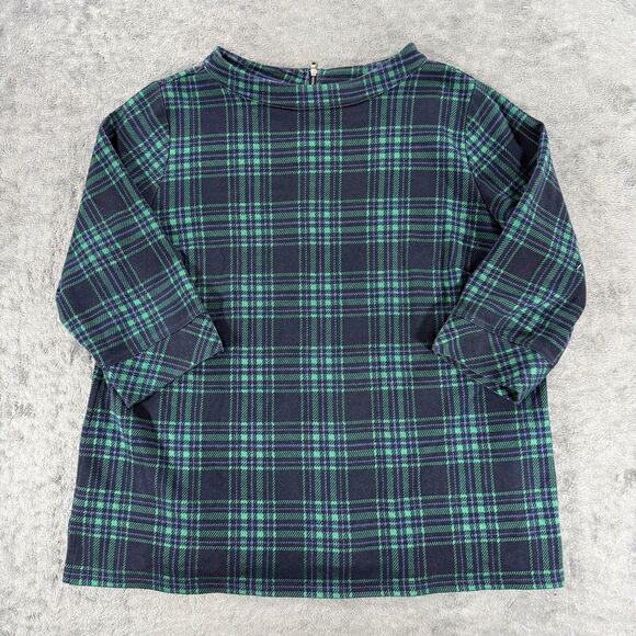 Talbots Tops - Talbots Plus Funnel Neck Blouse Mod Plaid Navy Green 2X